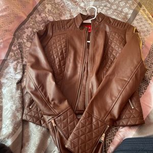 Brown leather jacket from guess